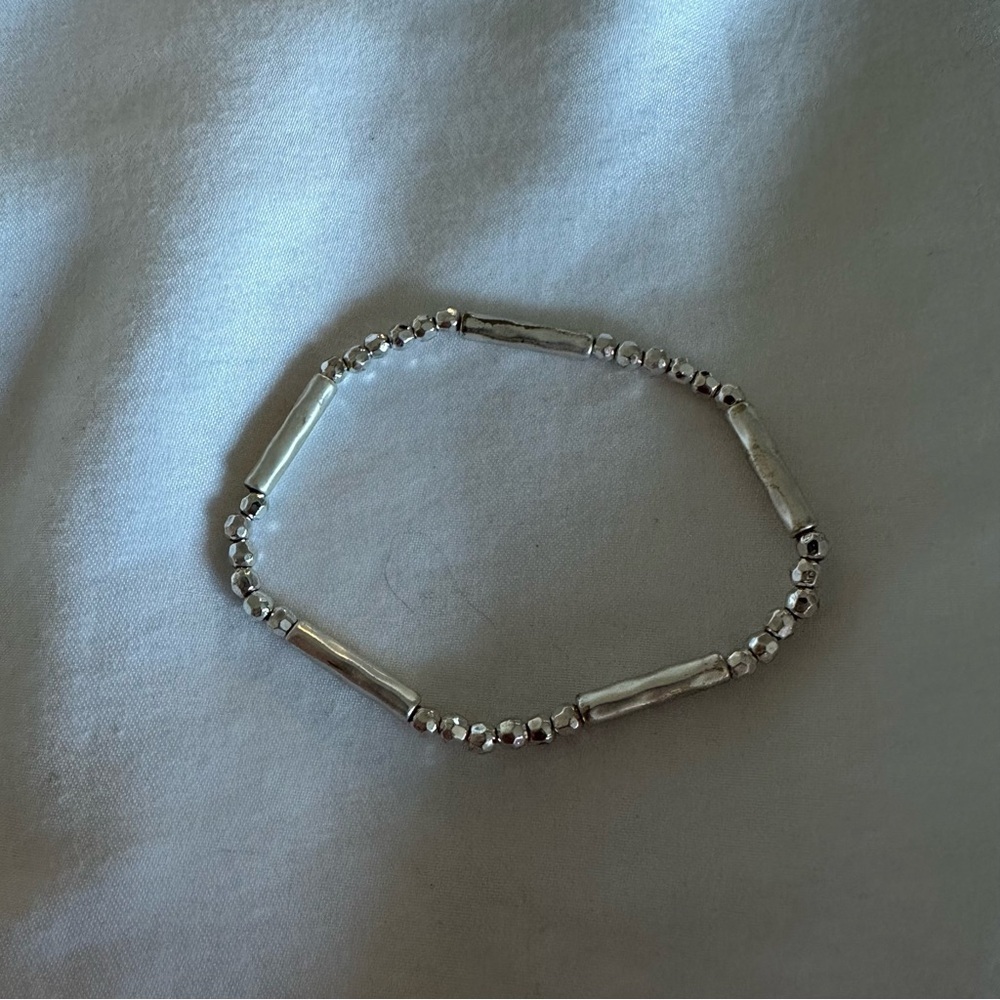 Silver Stretchy Beaded Bracelet
